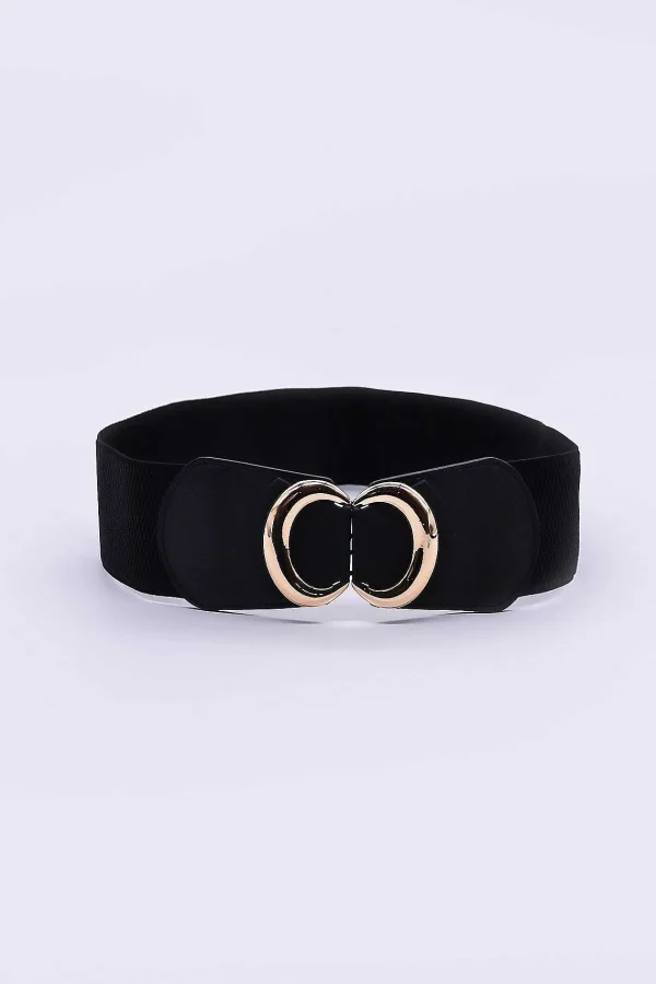 SOUL Accessories Black Elastic Belt With Gold Clasp* Belts