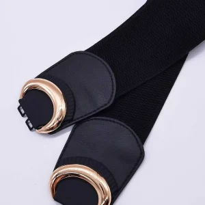 SOUL Accessories Black Elastic Belt With Gold Clasp* Belts