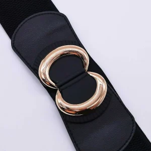 SOUL Accessories Black Elastic Belt With Gold Clasp* Belts