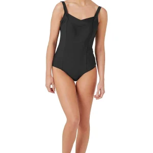 Oyster Bay Black Pleated Swimsuit*Women Swimwear