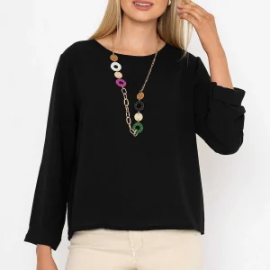 Pala D'oro Black Top With Necklace*Women Tops & Blouses