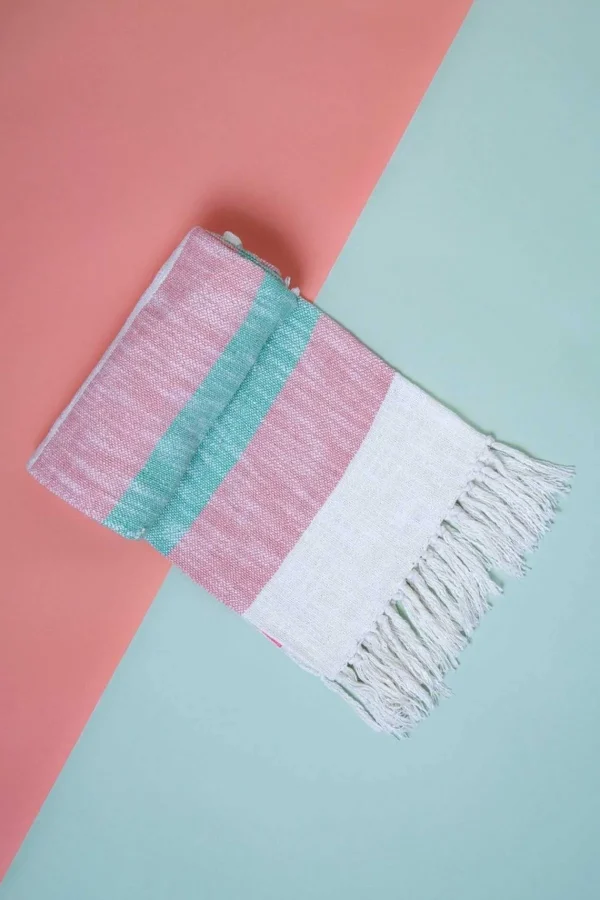 Carraig Donn Dwell Blake Pink And Green Throw* Homeware