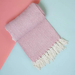 Carraig Donn Dwell Blake Pink Cotton Throw* Homeware