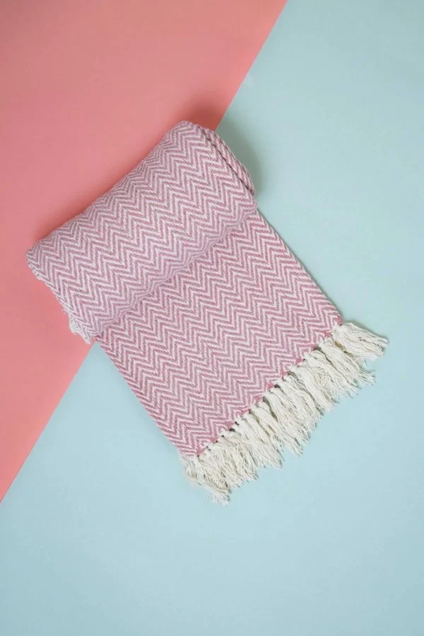 Carraig Donn Dwell Blake Pink Cotton Throw* Homeware