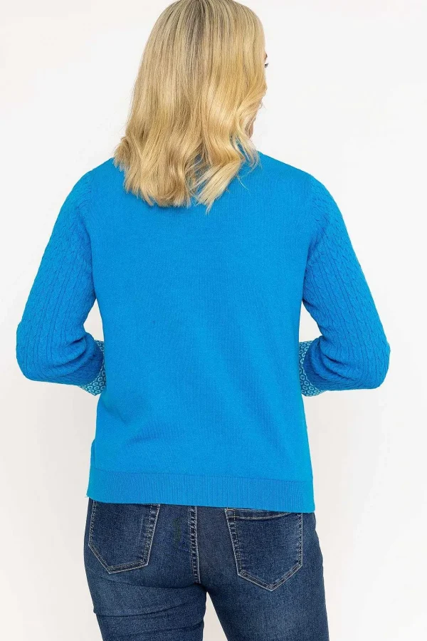 Voulez Vous Blue Cable Knit Sweater With Shirt Collar*Women Jumpers & Cardigans