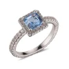 Knight & Day Blue Cz Rhodium Ring Size 8* Jewellery