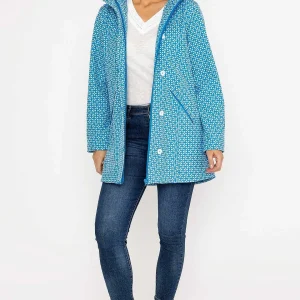 Voulez Vous Blue Geo Print Bonded Jacket*Women Coats & Jackets