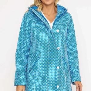 Voulez Vous Blue Geo Print Bonded Jacket*Women Coats & Jackets