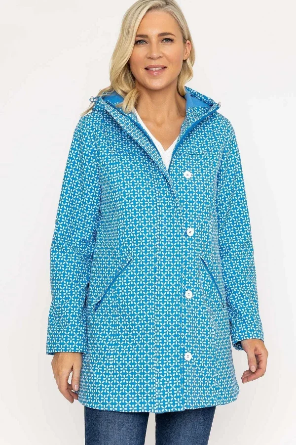 Voulez Vous Blue Geo Print Bonded Jacket*Women Coats & Jackets