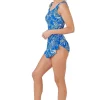 Oyster Bay Blue Half Skirt Swimsuit*Women Swimwear