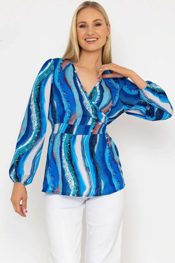 Pala D'oro Blue Peplum Top*Women Tops & Blouses