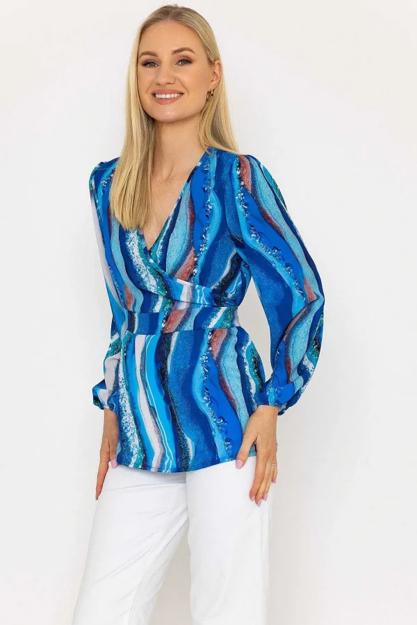 Pala D'oro Blue Peplum Top*Women Tops & Blouses