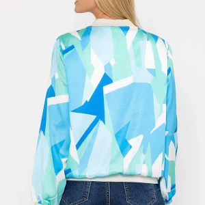 Pala D'oro Blue Printed Bomber Jacket*Women Coats & Jackets