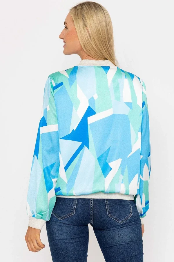 Pala D'oro Blue Printed Bomber Jacket*Women Coats & Jackets