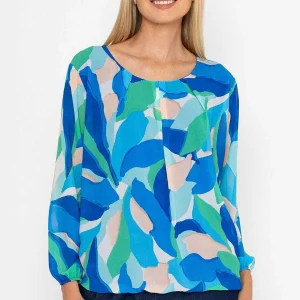 Pala D'oro Blue Printed Long Sleeve Blouse*Women Tops & Blouses