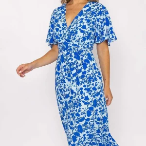 Nova of London Blue Ruffle Wrap Midi Dress*Women Dresses & Jumpsuits