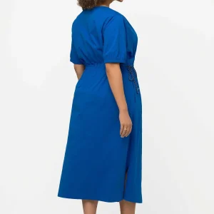 Ulla Popken Blue Short Sleeve Drawstring Waist Midi Dress*Women Dresses