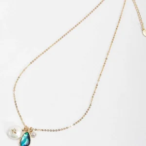 Soul Jewellery Blue Stone And Pearl Gold Charm Necklace* Boxed Gifts