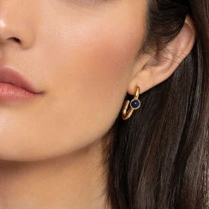 Joularie Blue Stone Open Hoop Earrings* Boxed Gifts