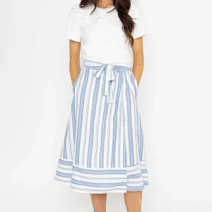 Rowen Avenue Blue Stripe Midi Skirt With Tie*Women Skirts & Shorts