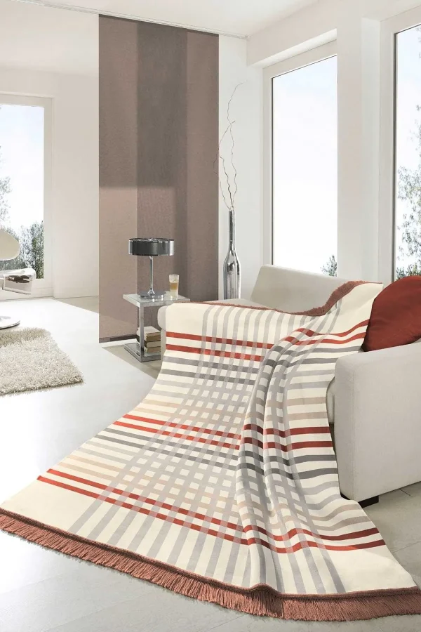 Biederlack Border Check Rust Blanket* Homeware