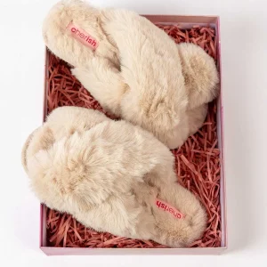 Cherish Accessories Boxed Cream Faux Fur Quilted Slipper*Women Nightwear