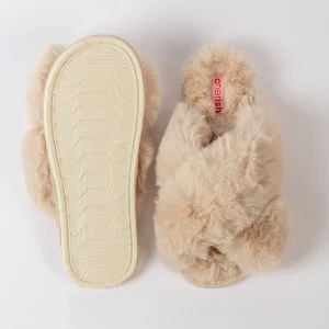 Cherish Accessories Boxed Cream Faux Fur Quilted Slipper*Women Nightwear