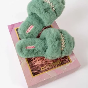 Cherish Accessories Boxed Embellished Slippers In Green*Women Nightwear