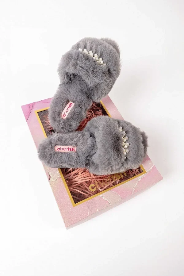 Cherish Accessories Boxed Embellished Slippers In Grey*Women Nightwear