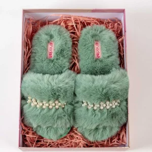 Cherish Accessories Boxed Embellished Slippers In Green*Women Nightwear