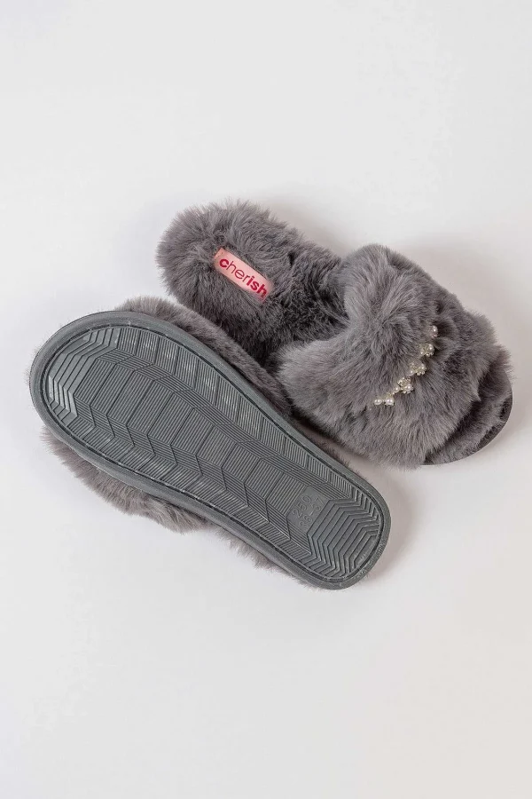 Cherish Accessories Boxed Embellished Slippers In Grey*Women Nightwear