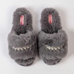 Cherish Accessories Boxed Embellished Slippers In Grey*Women Nightwear