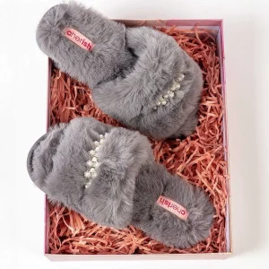 Cherish Accessories Boxed Embellished Slippers In Grey*Women Nightwear