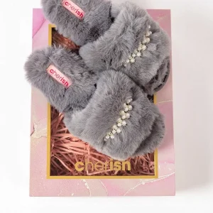 Cherish Accessories Boxed Embellished Slippers In Grey*Women Nightwear