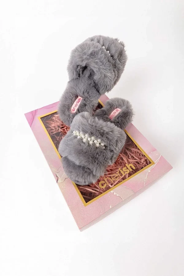 Cherish Accessories Boxed Embellished Slippers In Grey*Women Nightwear