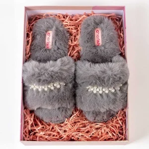 Cherish Accessories Boxed Embellished Slippers In Grey*Women Nightwear