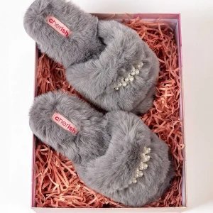 Cherish Accessories Boxed Embellished Slippers In Grey*Women Nightwear