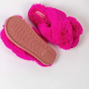 Cherish Accessories Boxed Faux Fur Quilted Slippers In Pink*Women Nightwear