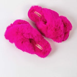 Cherish Accessories Boxed Faux Fur Quilted Slippers In Pink*Women Nightwear