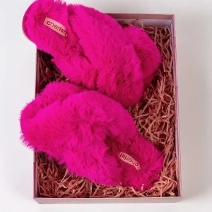 Cherish Accessories Boxed Faux Fur Quilted Slippers In Pink*Women Nightwear