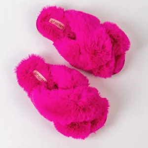 Cherish Accessories Boxed Faux Fur Quilted Slippers In Pink*Women Nightwear