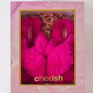 Cherish Accessories Boxed Faux Fur Quilted Slippers In Pink*Women Nightwear