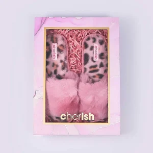 Cherish Accessories Boxed Pink Animal Faux Fur Slipper*Women Nightwear