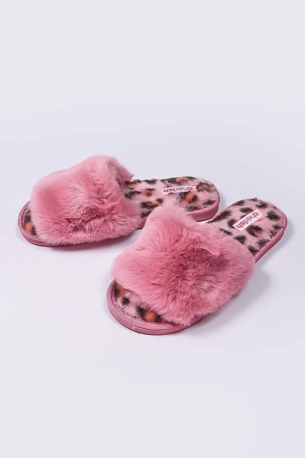 Cherish Accessories Boxed Pink Animal Faux Fur Slipper*Women Nightwear