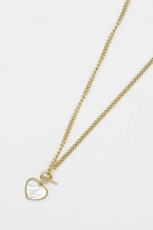 Joularie Braid Chain Necklace With Heart In Gold* Necklaces