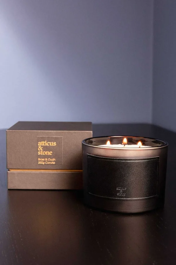 Atticus & Stone Brass And Oudh 3 Wick Candle* Homeware