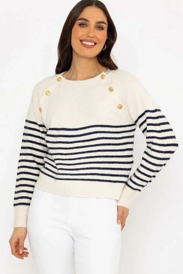 J'aime la Vie Breton Navy Stripe Knit Jumper*Women Jumpers & Cardigans