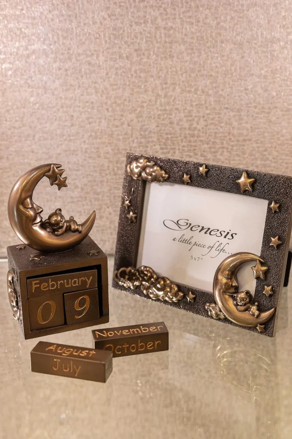 Genesis Bronze Moon And Teddy Photo Frame* Homeware