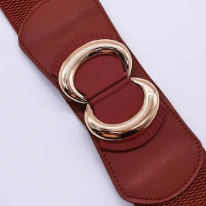 SOUL Accessories Brown Elastic Belt With Gold Clasp* Belts