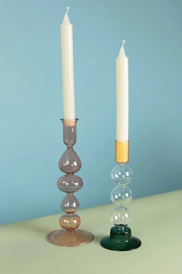 Eclectic Brown Glass Candle Stand* Homeware